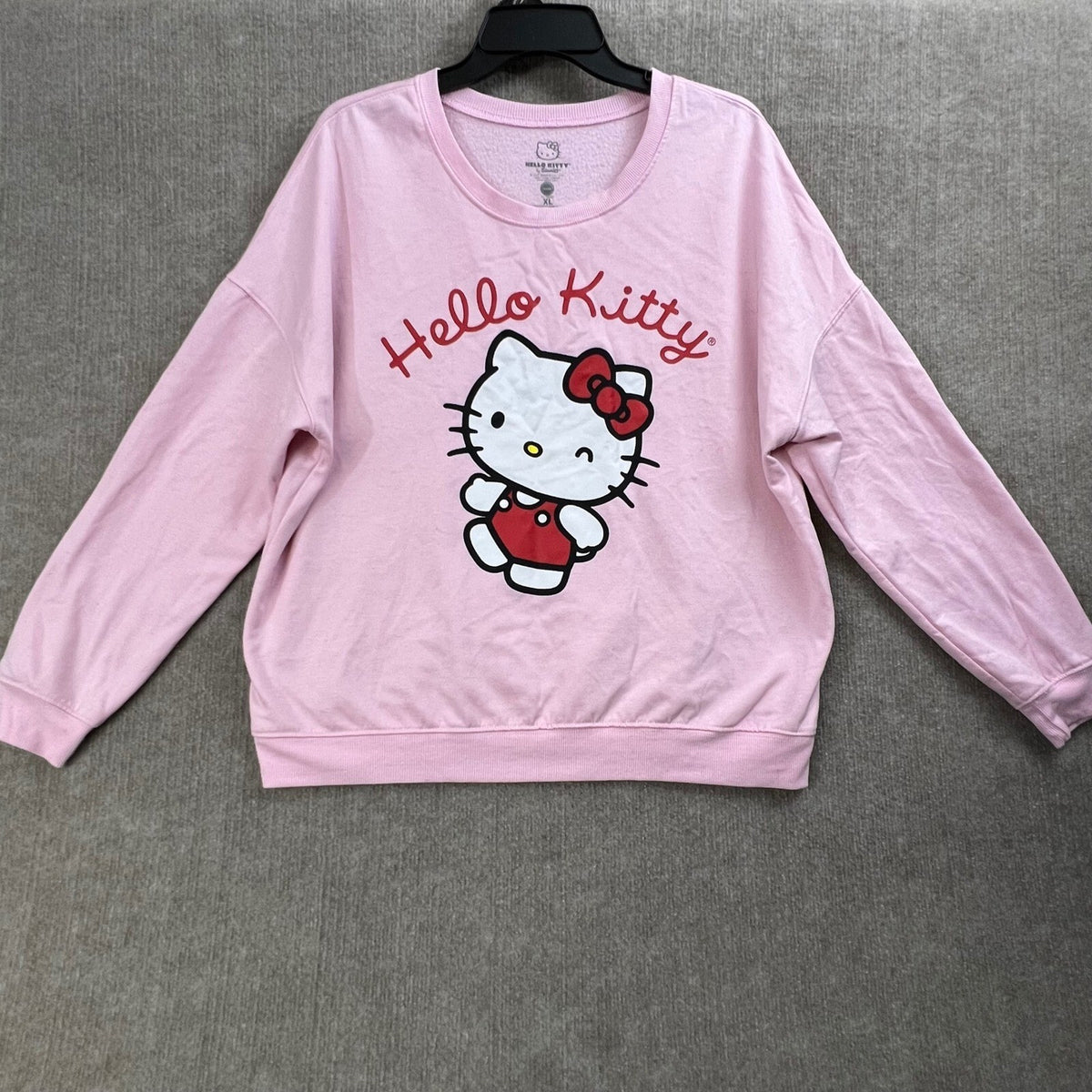 Hello Kitty Pink Crewneck Sweatshirt Women's XL Sanrio Long Sleeve Pullover