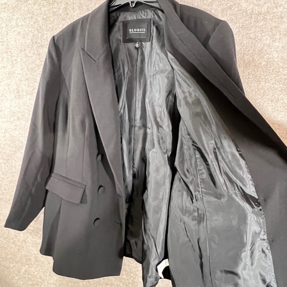 Eloquii Blazer Jacket Womens 16 Black Double Breasted Longline Professional