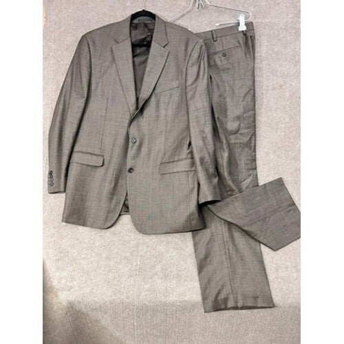 Chaps Men's 44L 38x32 Sleeve Two Button Closure 100% Wool Gray 2 pc Suit