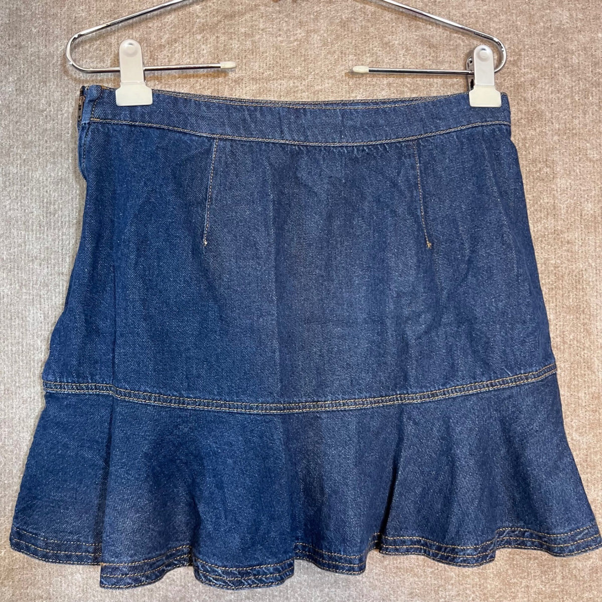 Reformation Jeans Denim Ruffle Mini Skirt Women 29 Blue Flounce Hem Casual Cute