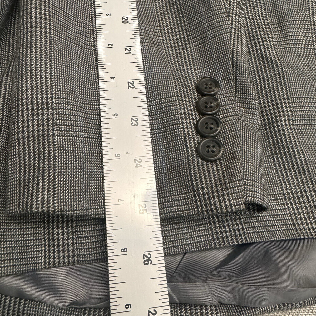 Chaps 46R Grey Houndstooth Plaid Men's 2-button Blazer Sport Coat Single Vent