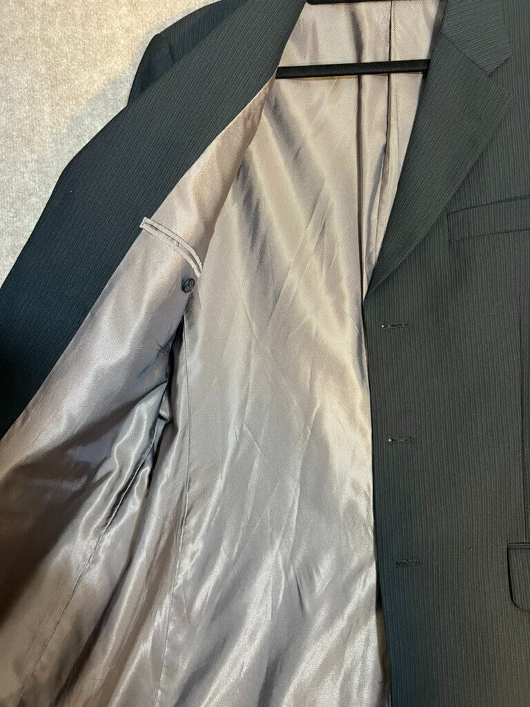 Perry Ellis Suit Jacket Men 44R Black three-button Single Vented Notched Collar