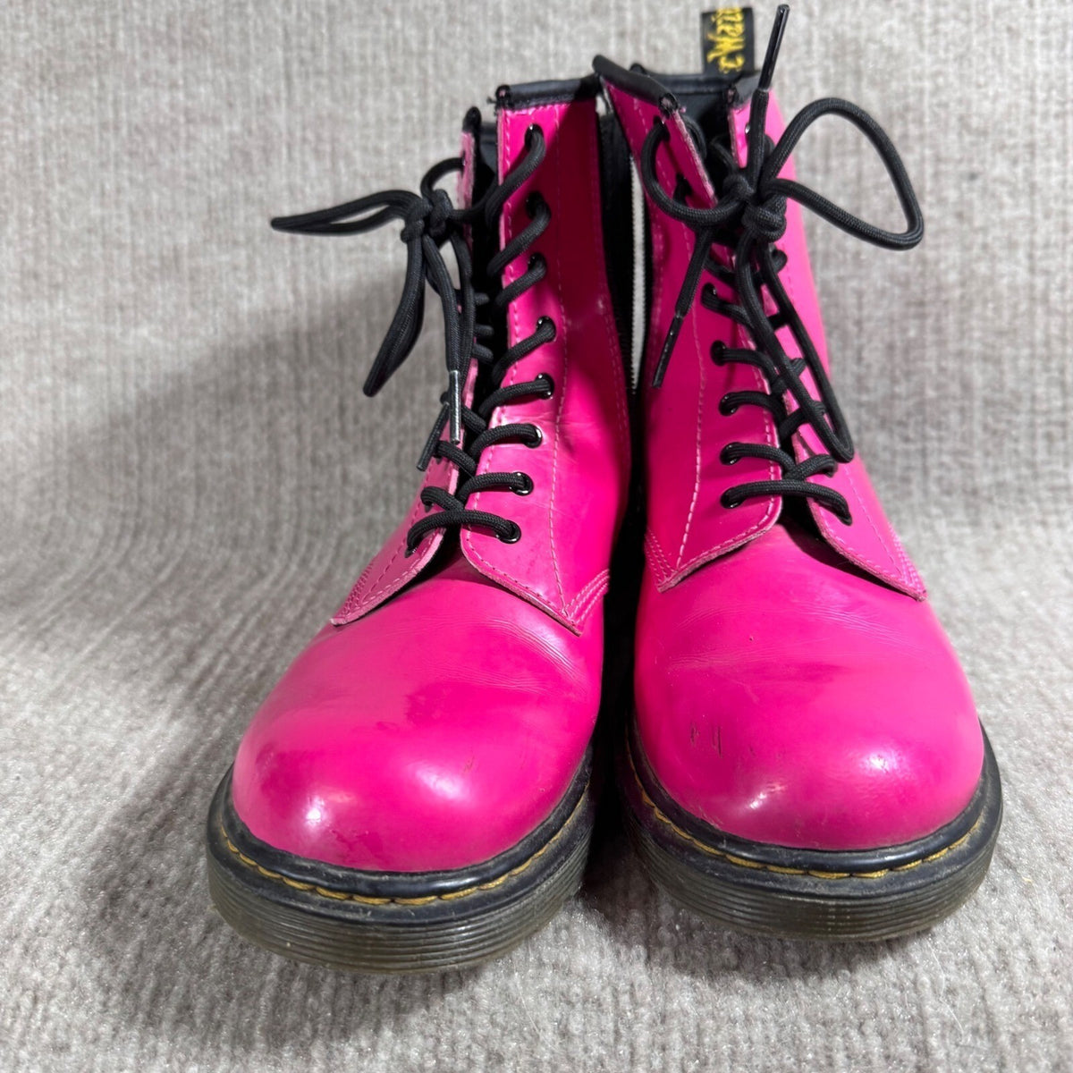 Dr Martens Boot Women Size 4 Hot Pink Patent Leather Side Zip Combat Punk Goth