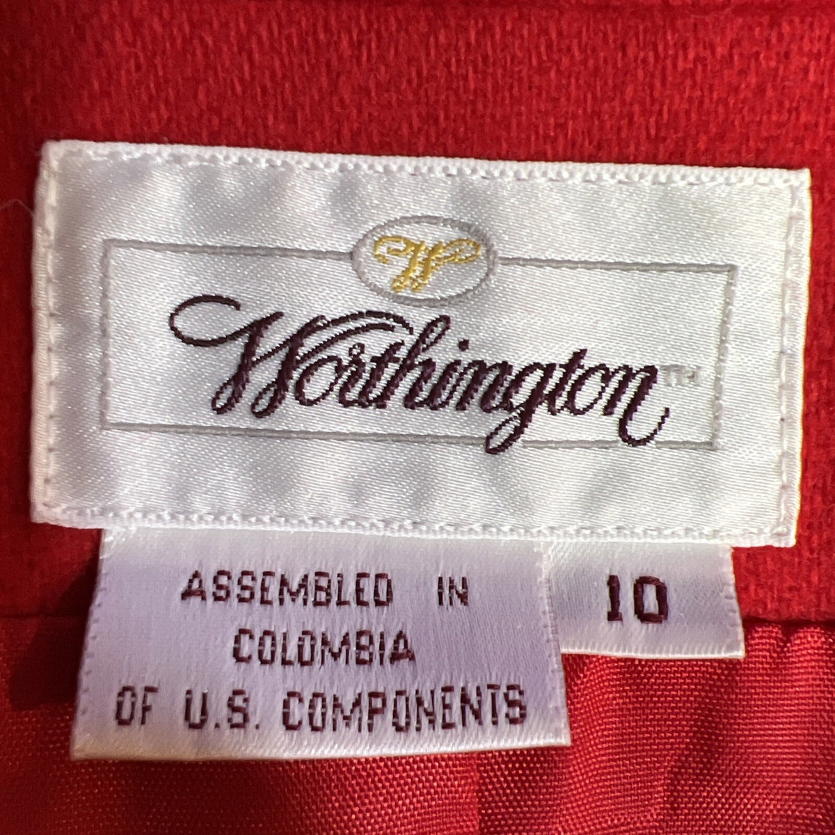 VTG Worthington Wool Blend Red Blazer/Jacket Workwear Size 10 Gold Button