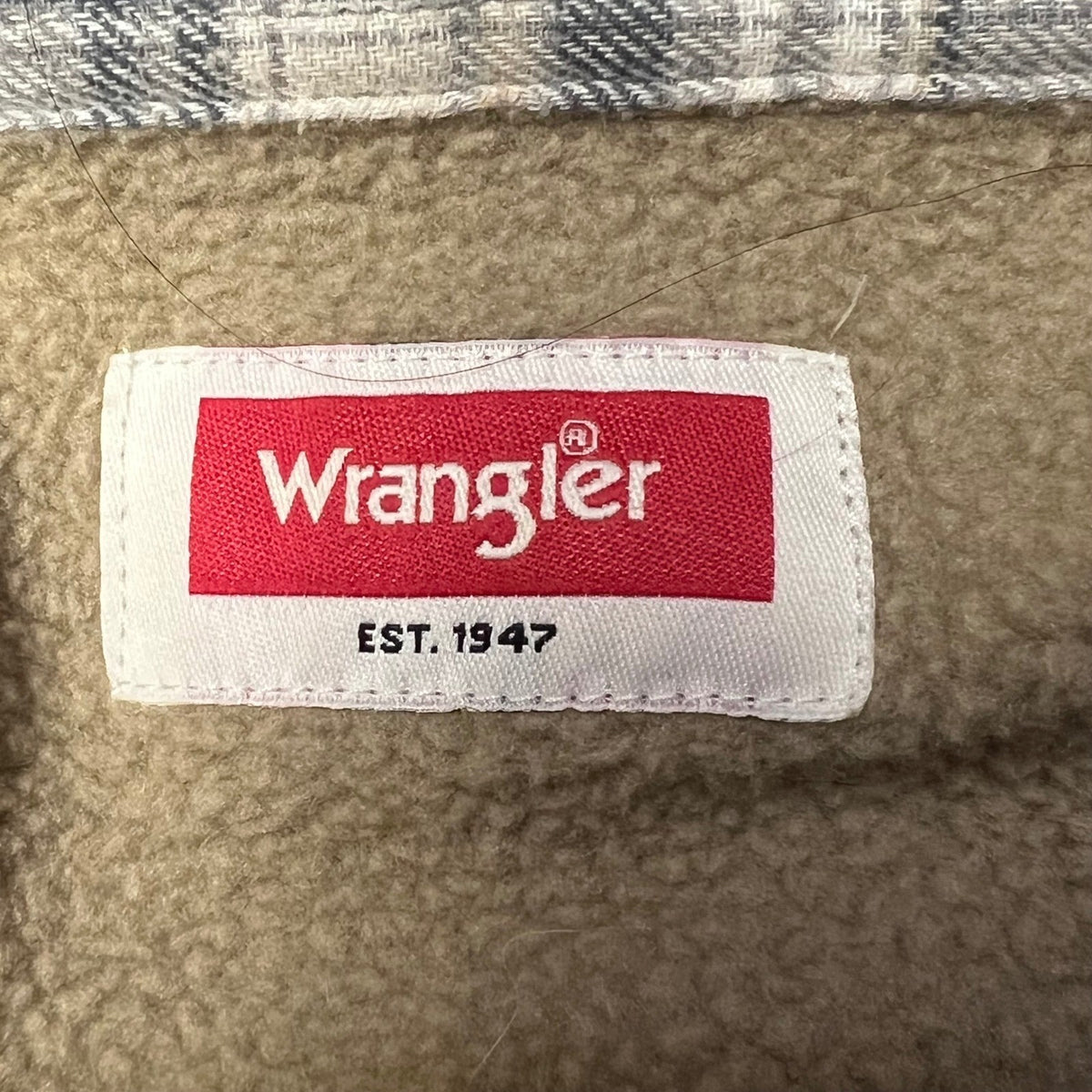 Wrangler Mens 2XL Gray Plaid Sherpa Lined Flannel Shirt Jacket Overshirt
