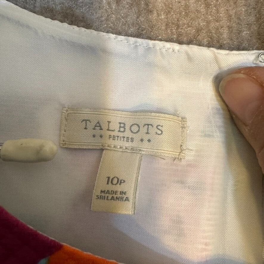 Talbot 10P Navy Stripe Floral Sheath Dress