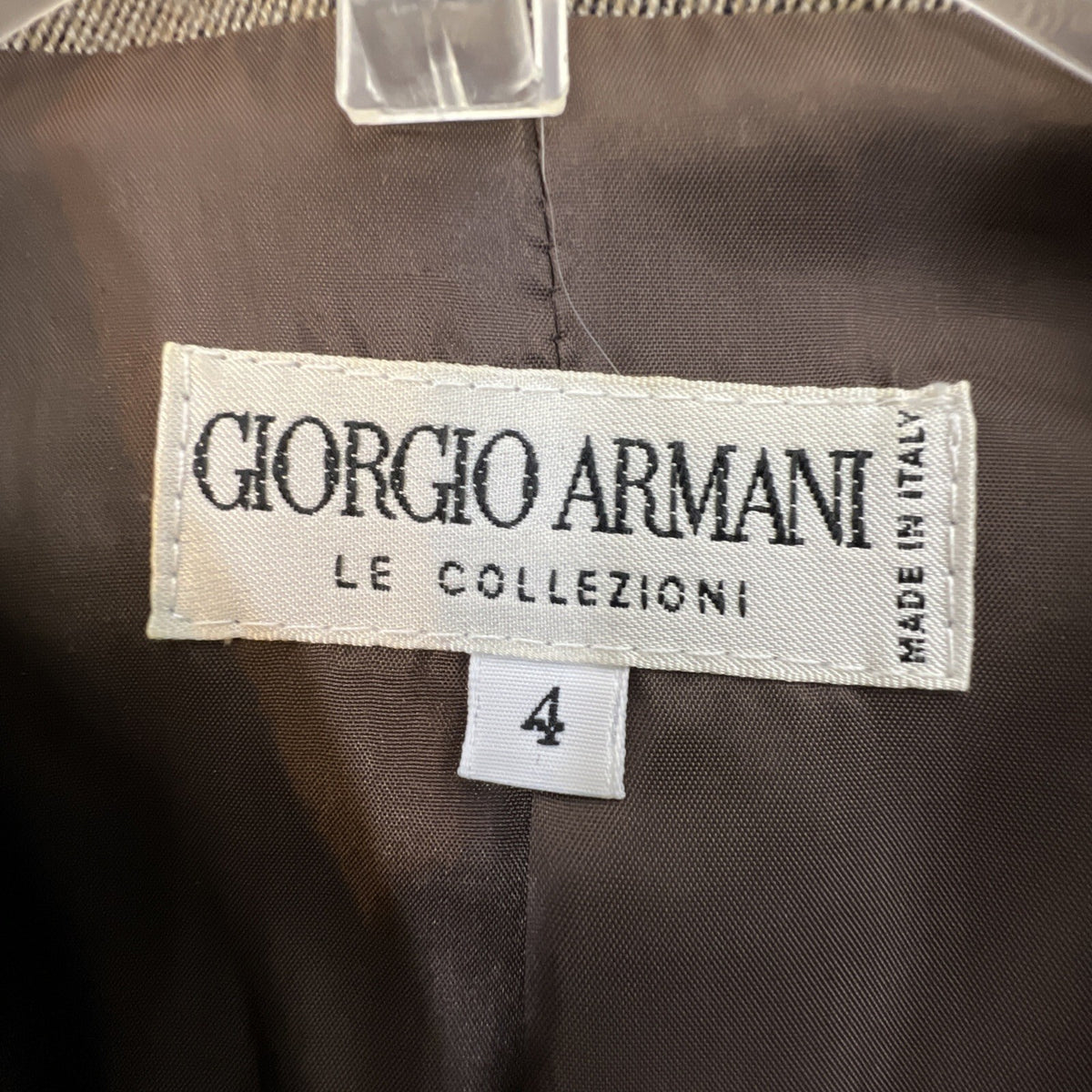Armani Collezioni Womens 4 Wool Jacket Taupe Made Italy Minimalist Blazer READ