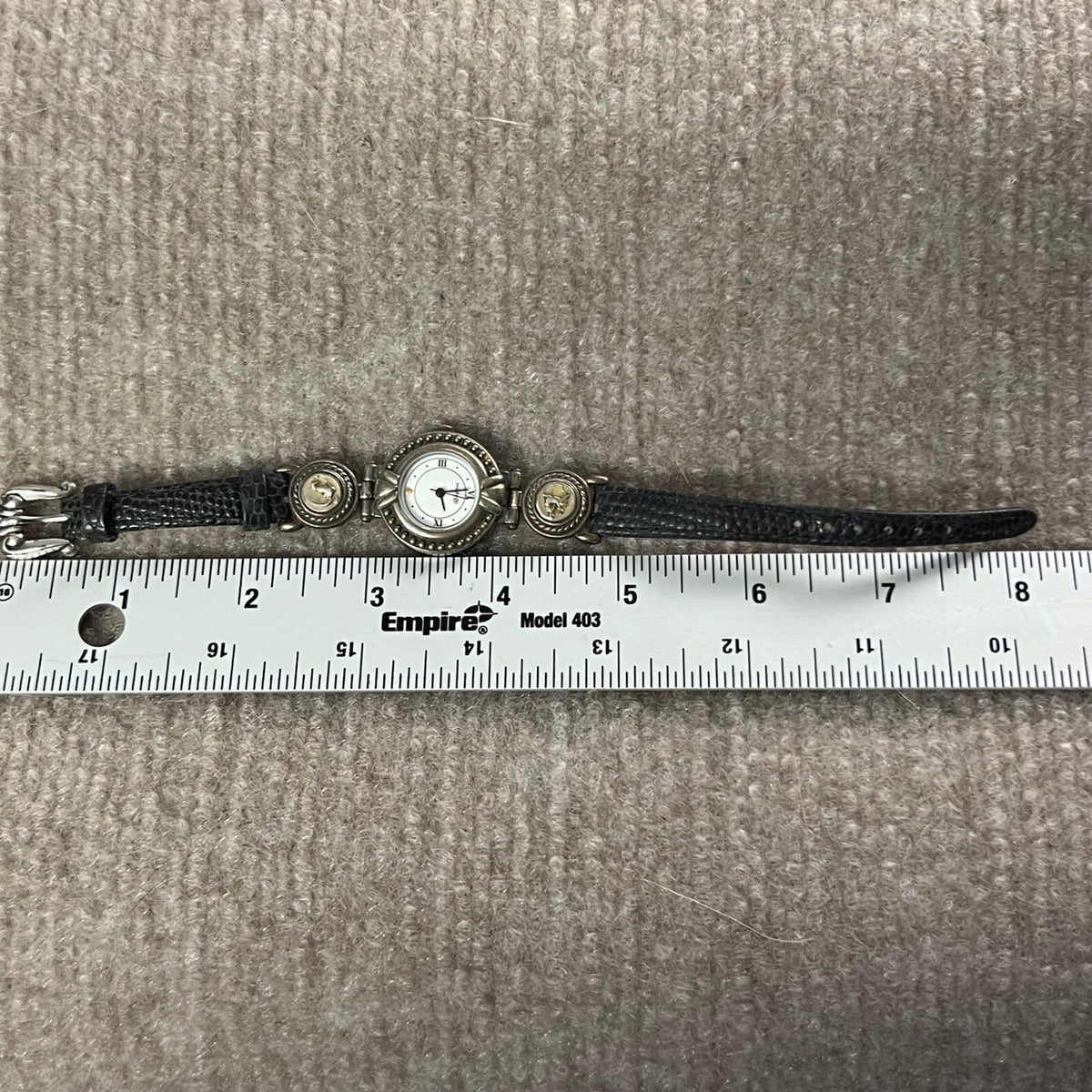 Brighton Rome Silver Tone Equestrian Leather Band Watch Untested
