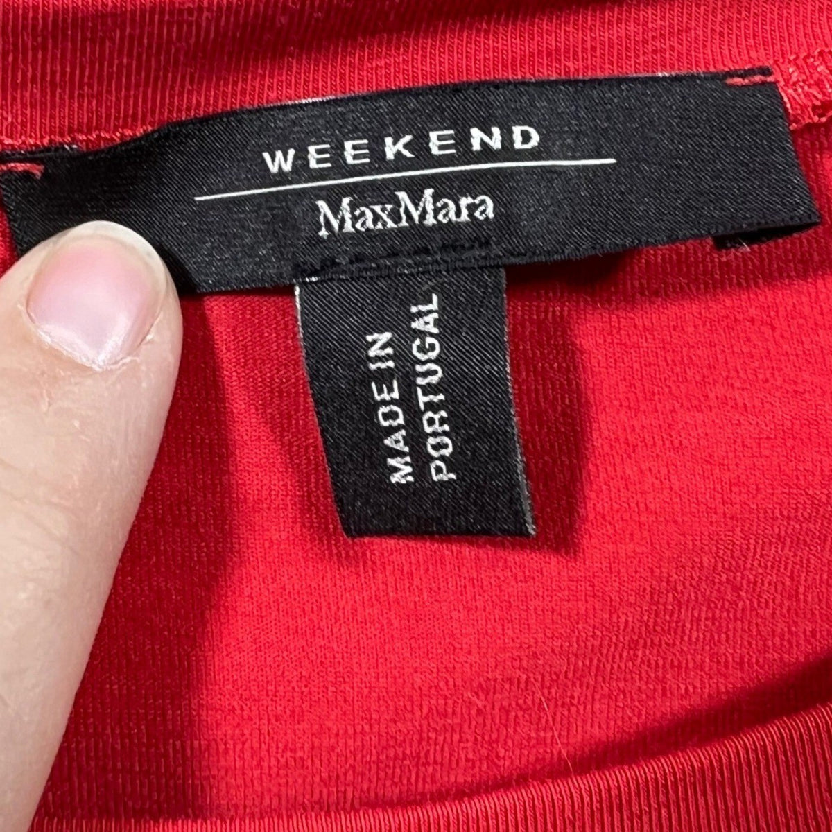 Weekend Max Mara Red Crew Neck 3/4 Sleeve Embellished Top Shirt Size S