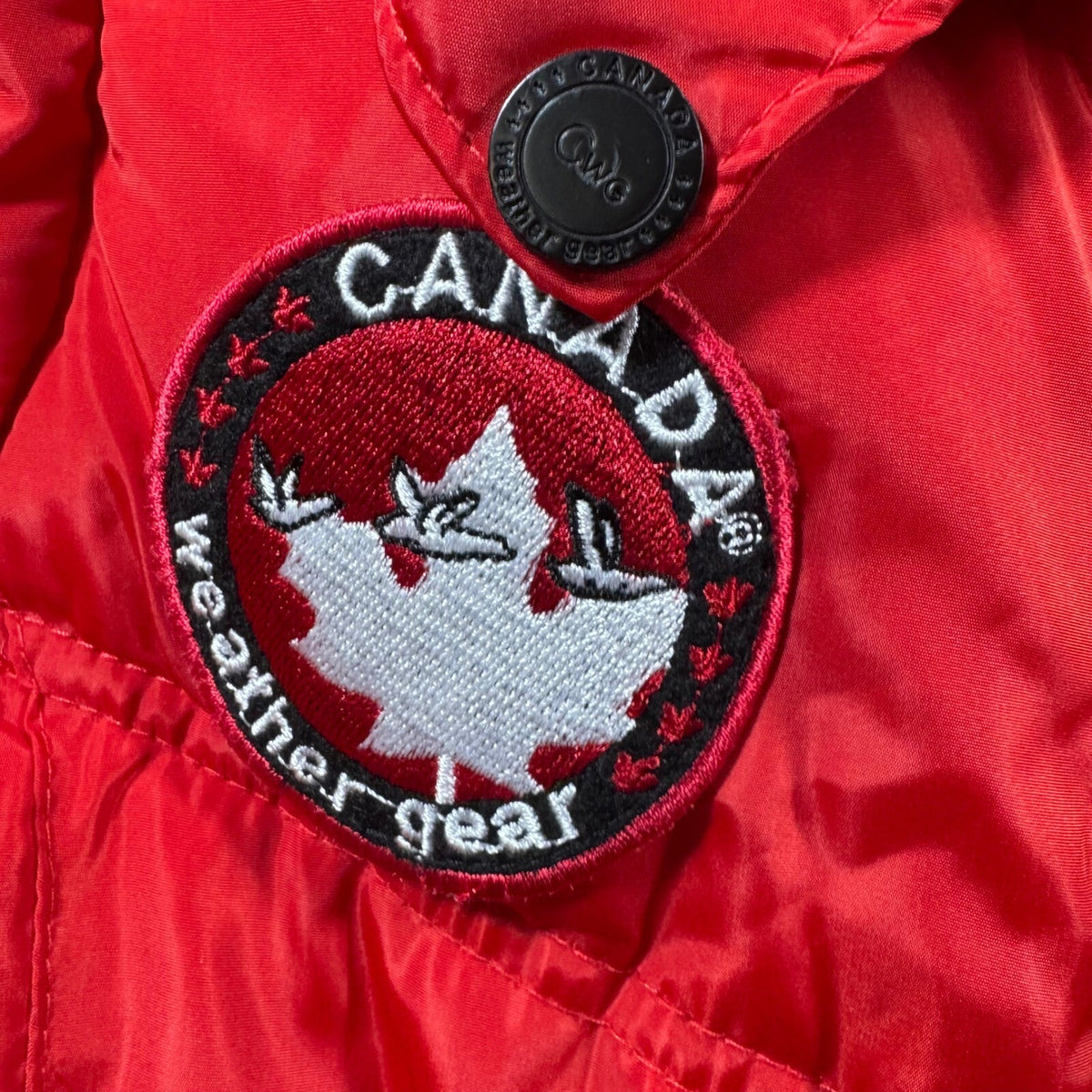 Canada Weather Gear Red Puffer Vest Hooded Full Zip Embroidered Logo Women Small