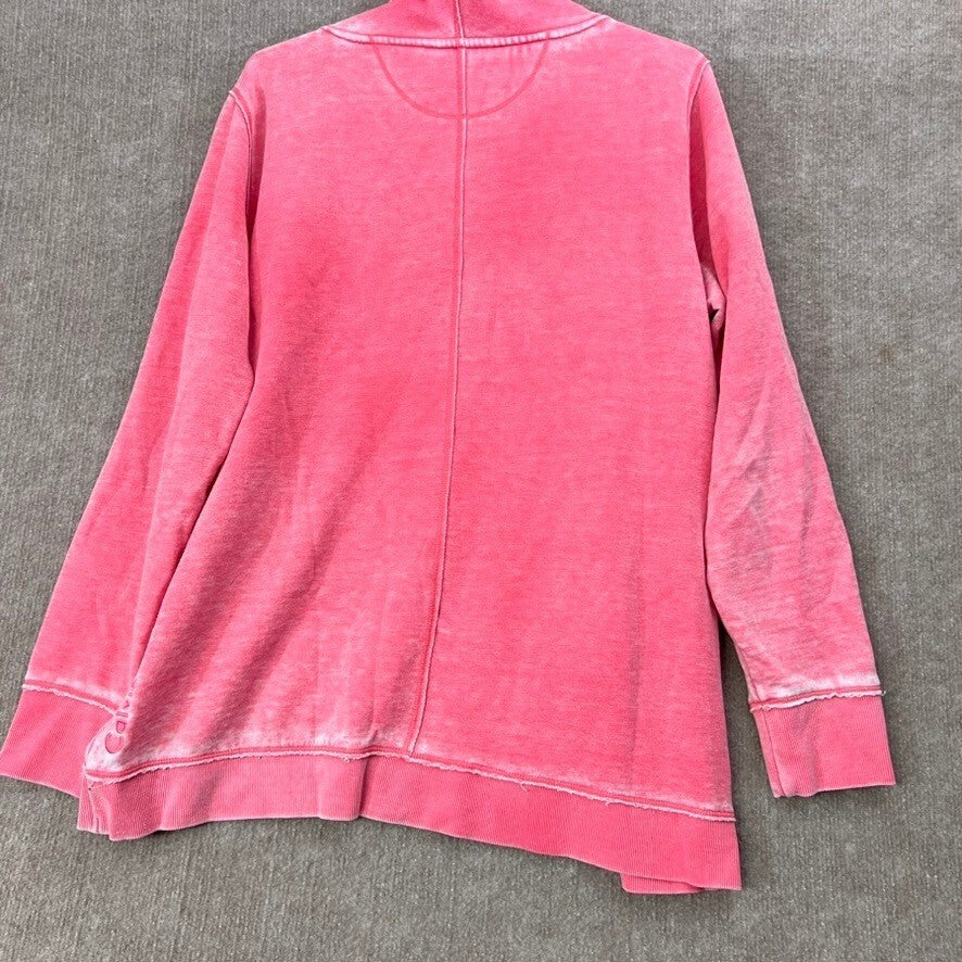 Calvin Klein L Pink Pullover Sweatshirt Cowl Neck Cross Front Athleisure Top