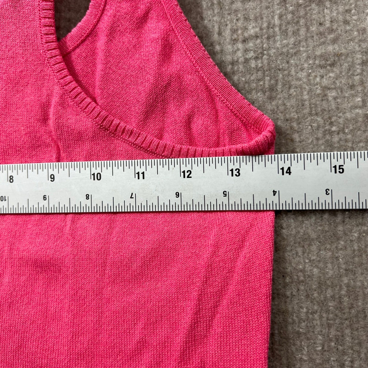 Escada Pink Racerback Knit Tank Top Sweater Ribbed Trim Size 34
