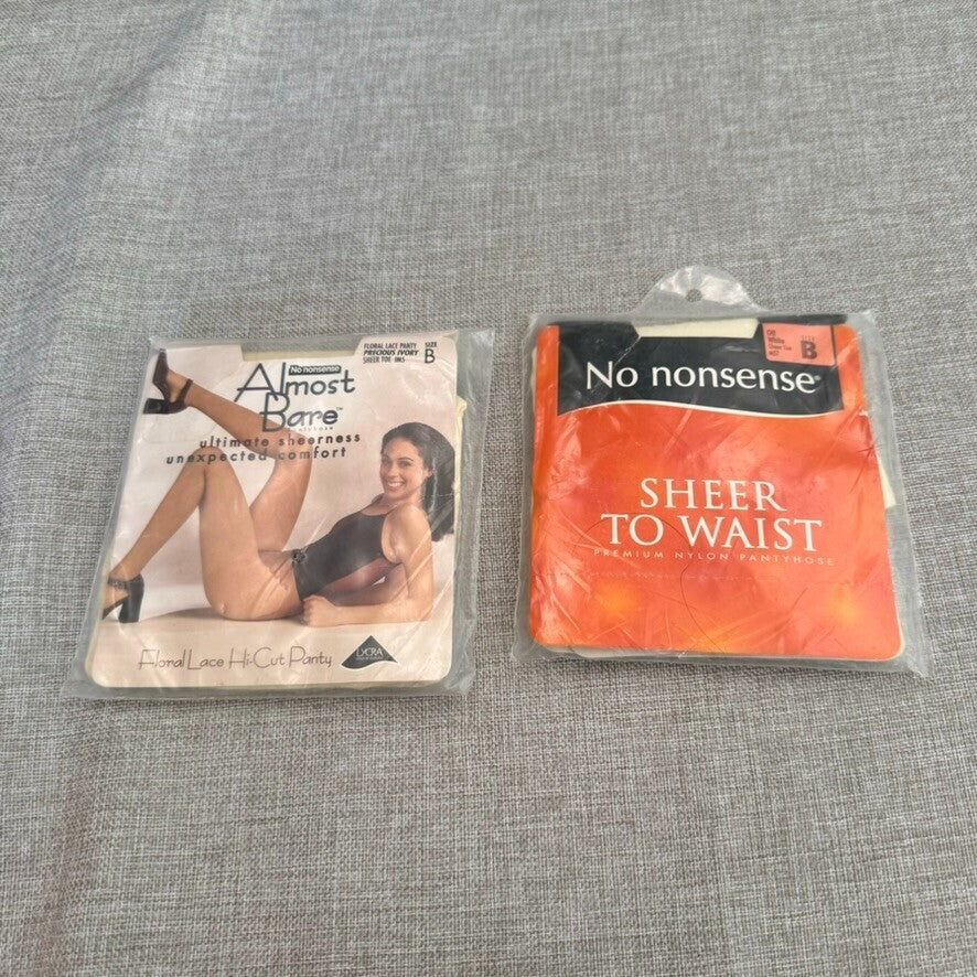 No Nonsense 2 Packs Ivory Size B Pantyhose Unopened Sheer and Almost Bare