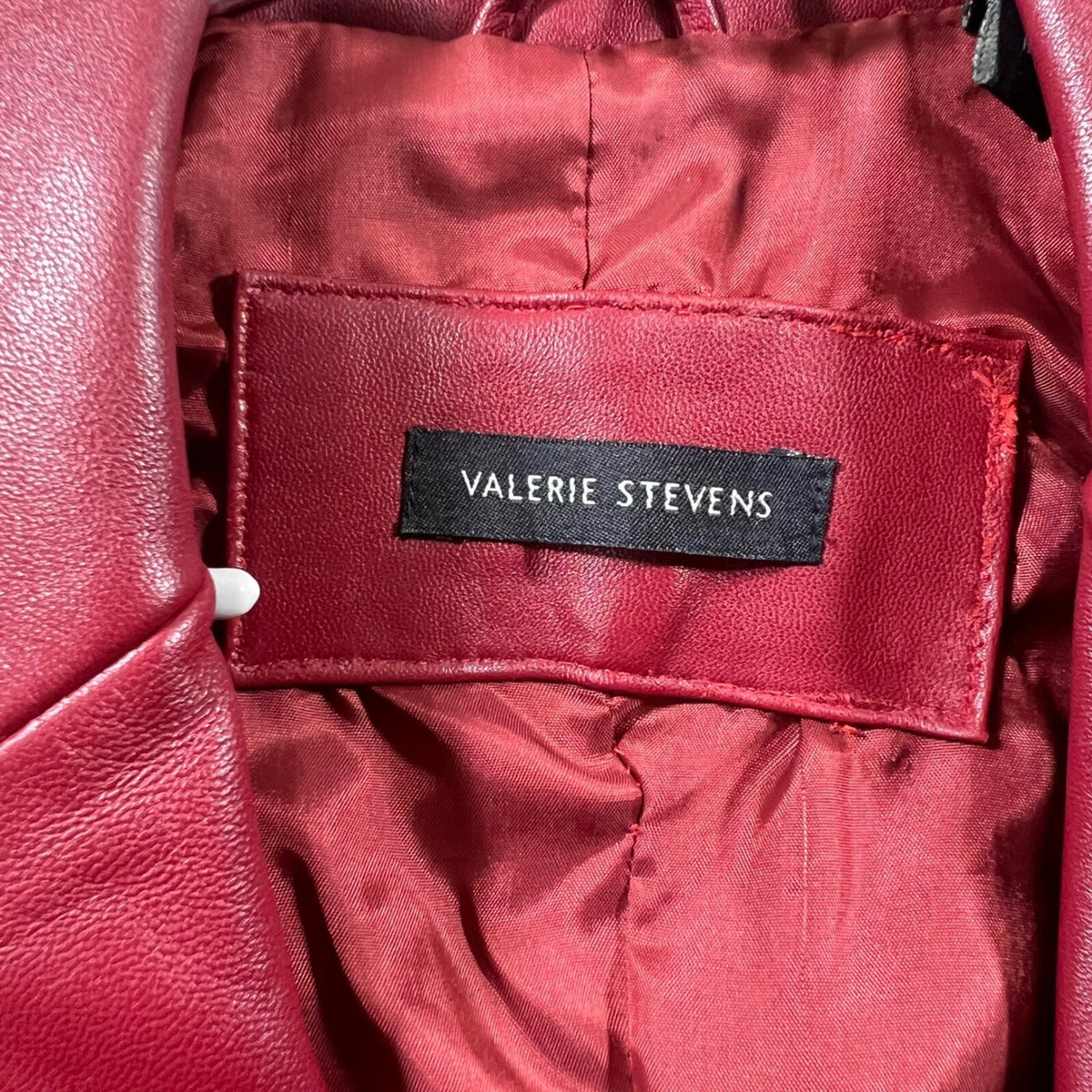 Valerie Stevens Burgundy Red Leather Statement Blazer Jacket Women XL
