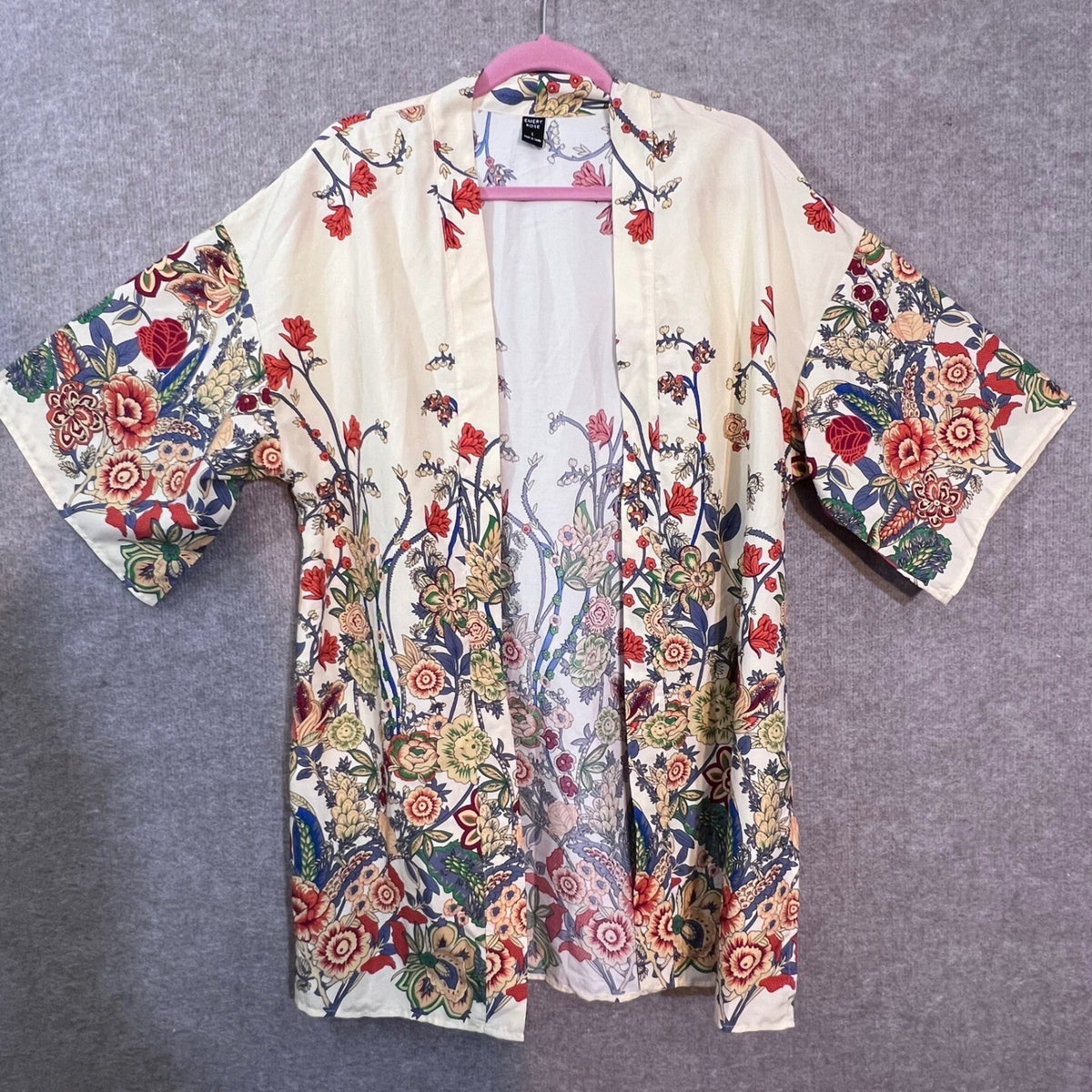 Emery Rose Kimono Cardigan Womens Large Floral Open Front Lightweight Boho Chic