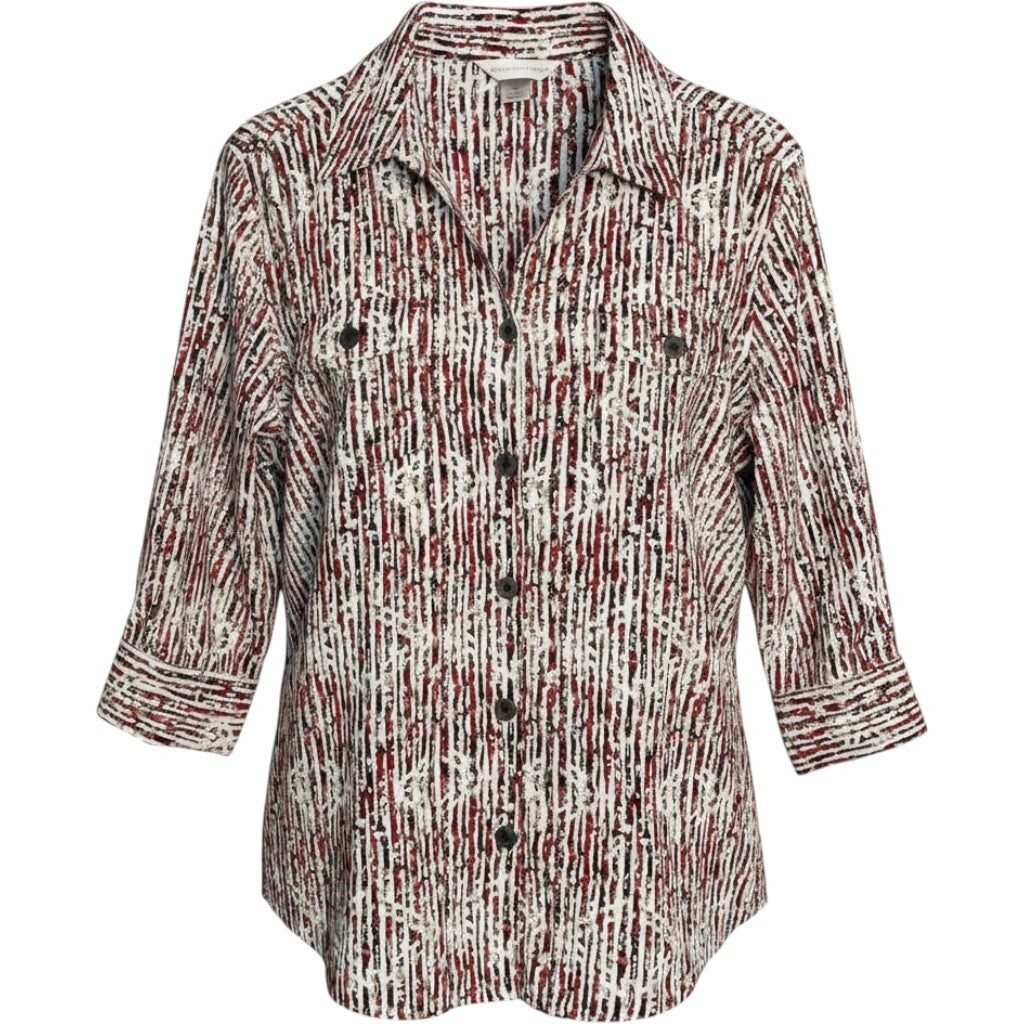 Christopher & Banks Button Up Shirt Womens Medium Abstract Stripe Seersucker