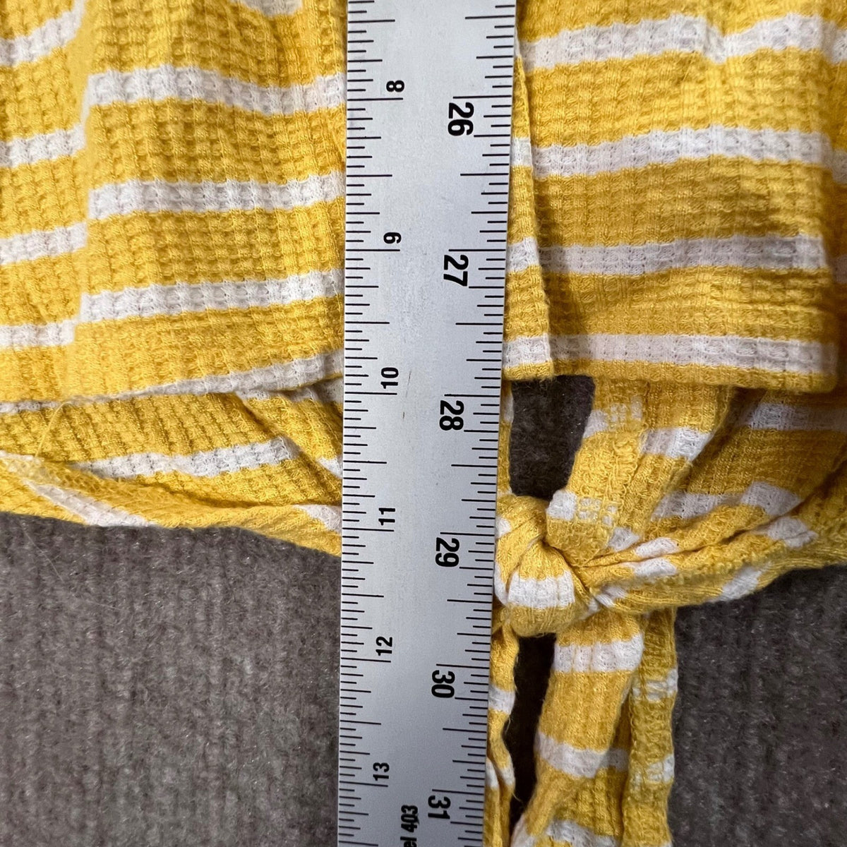 Lane Bryant Women's Plus Size 26/28 Yellow Striped Button Tie Front Top