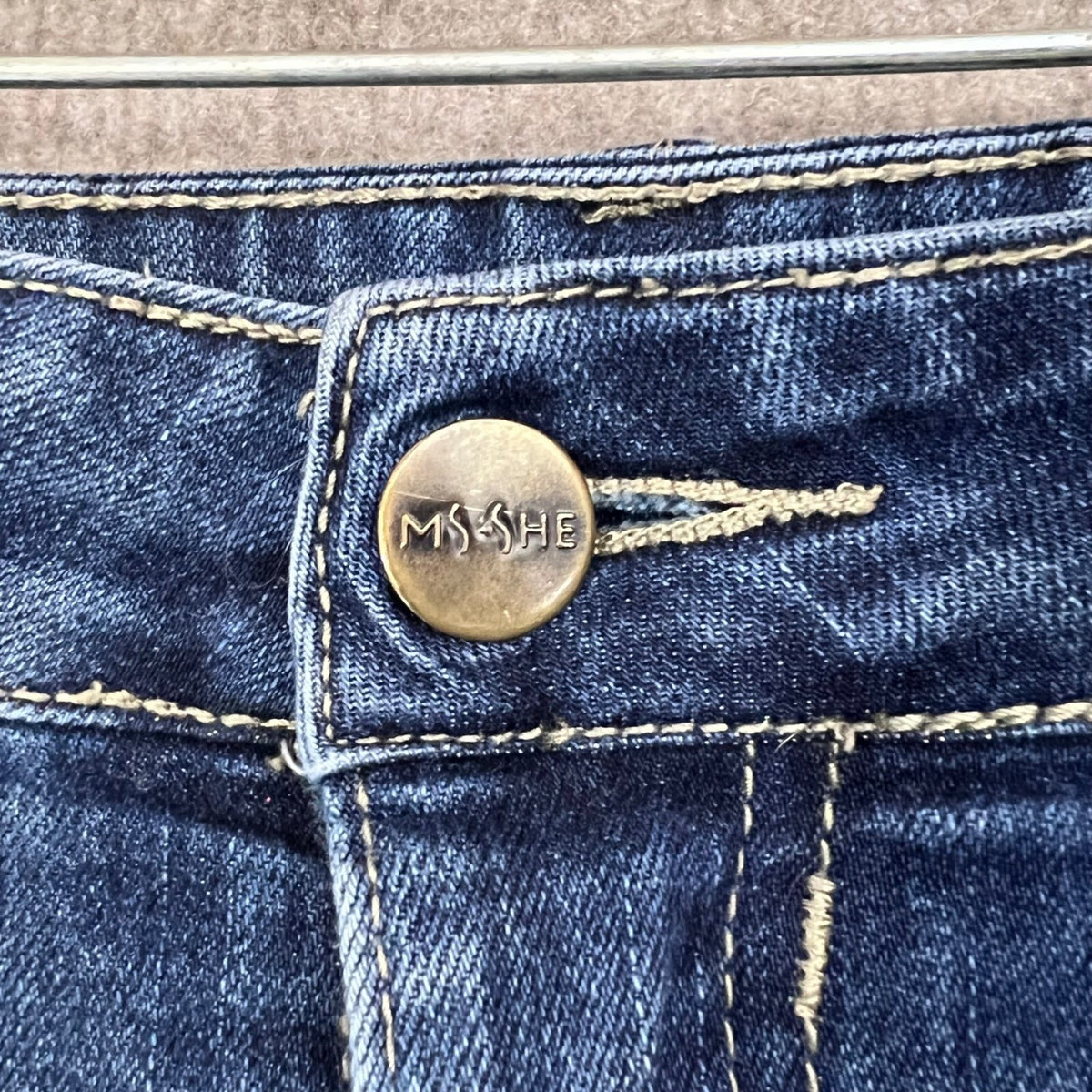 Ms She Plus Size 24W Distressed Jeans Mid Rise Straight Leg Denim Casual Pants