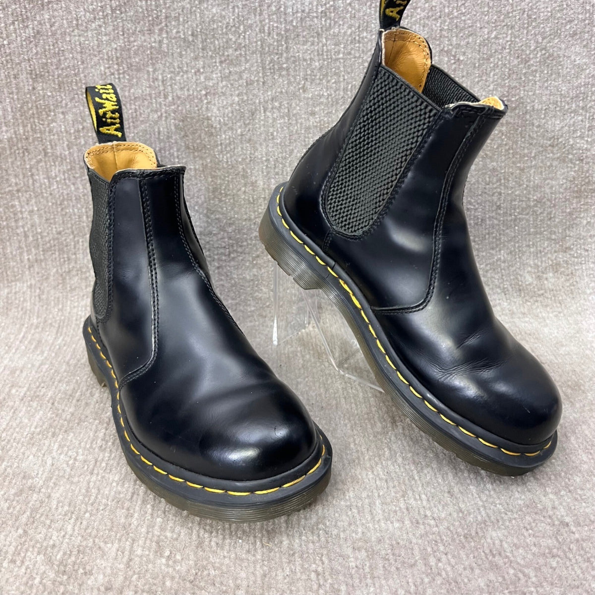 Dr Martens 2976 Chelsea Boots Black Leather Elastic Side Pull Tab Women's 5