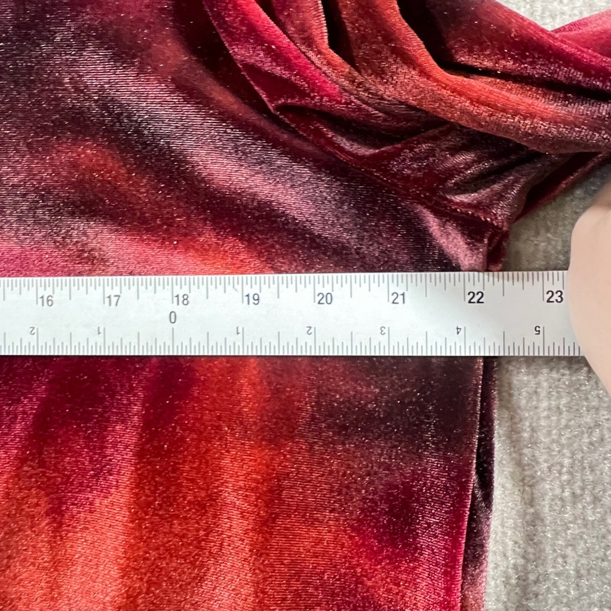 Susan Graver Burgundy Red Black Tie Dye Velvet Long Sleeve Top Shirt 1X