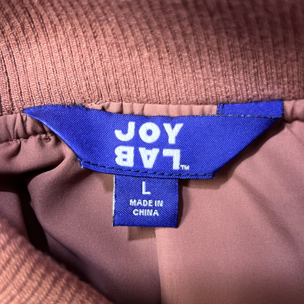 Joy Lab Quilted Bomber Jacket Womens L Mauve Pink Full Zip Padded Pockets