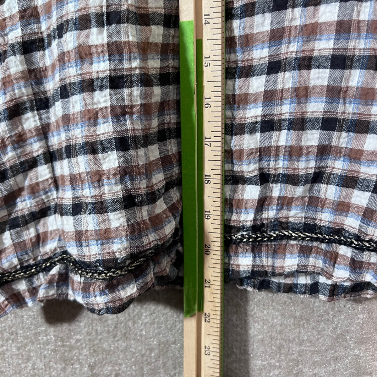 La Camicia Plaid Blouse Womens 42 Gingham Button Back Lightweight Country