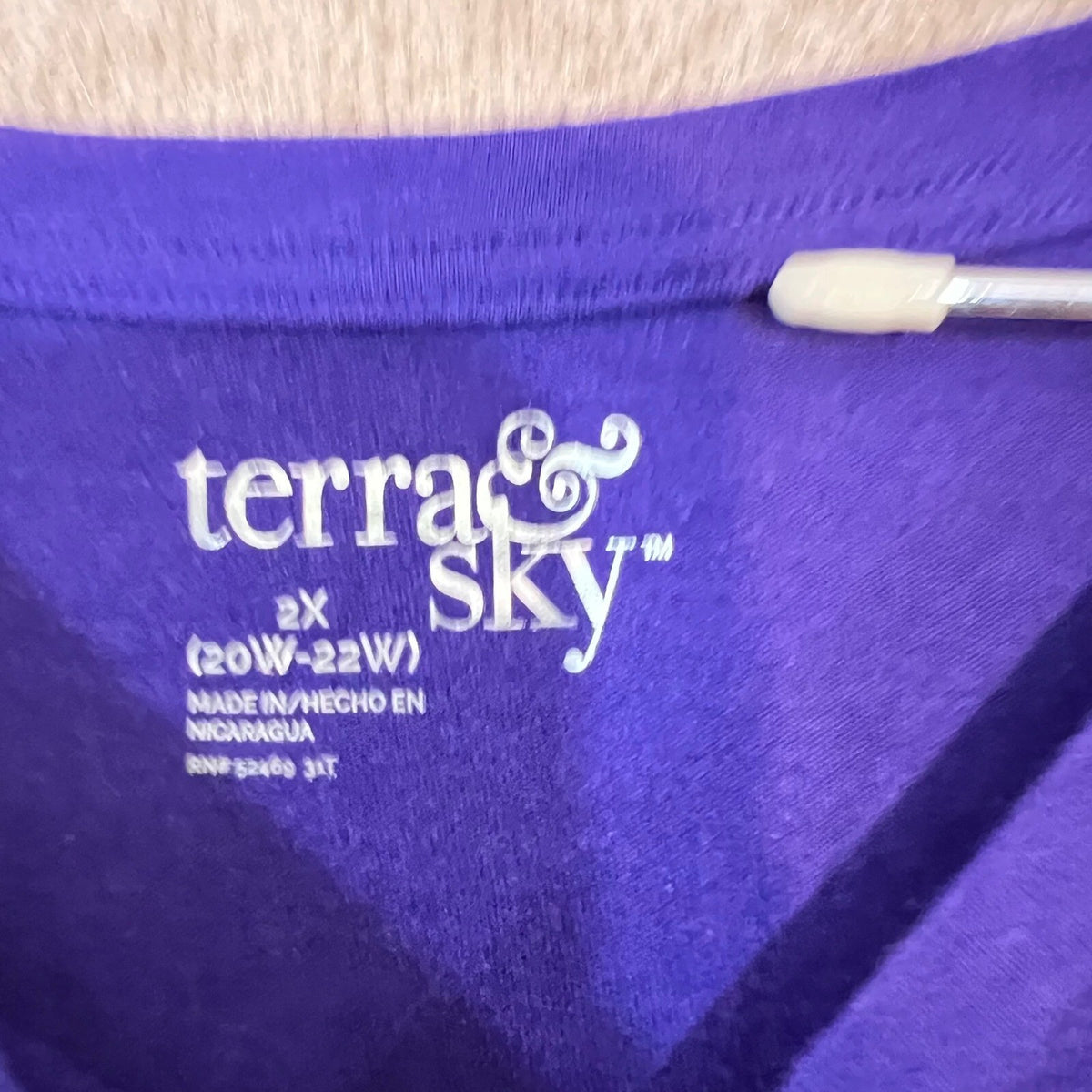 Terra & Sky Long Sleeve Tee Womens 2X Pop Violet Tencel Modal Semi Fitted