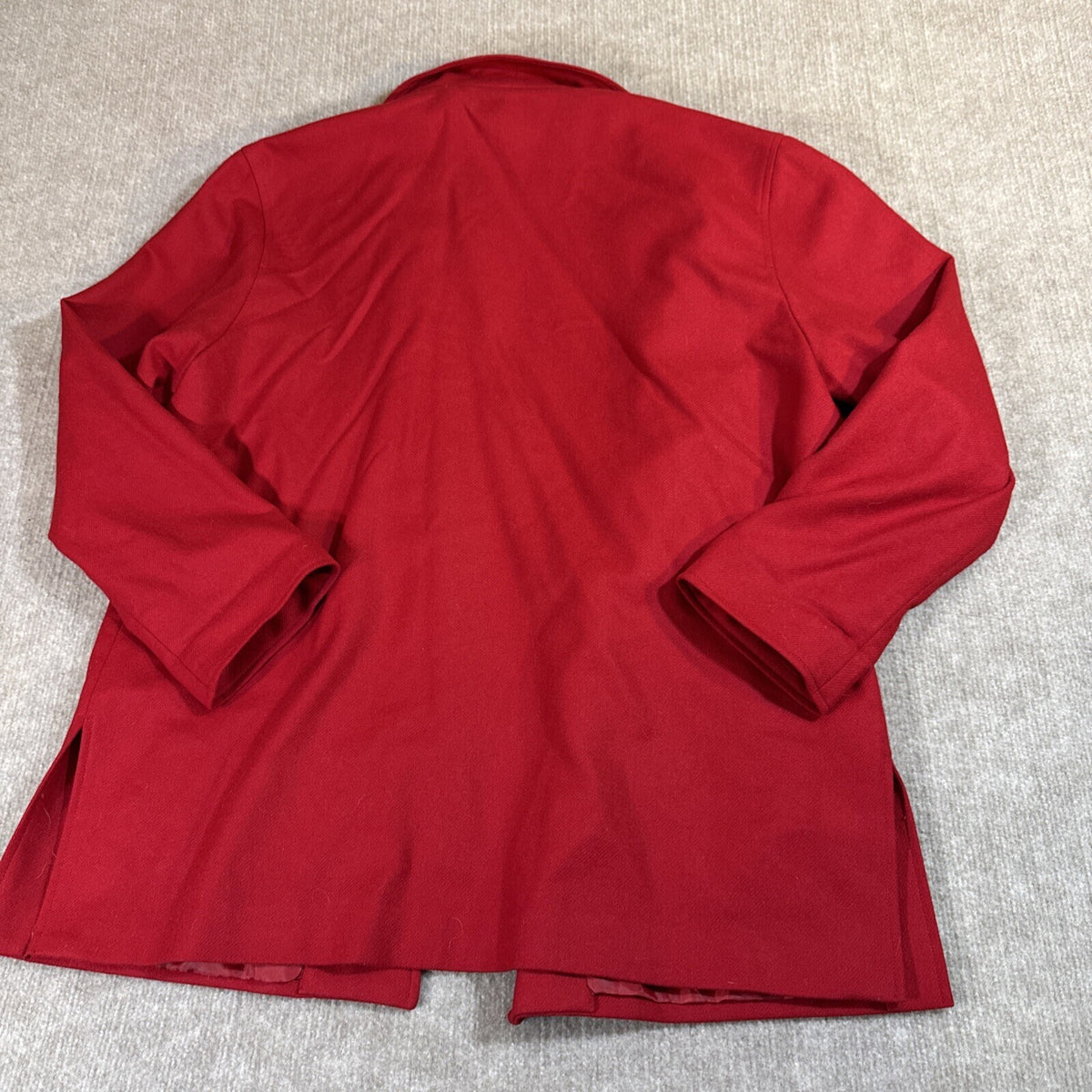 Jaclyn Smith Women Blazer 16 Wool Red Open Front Patch Pocket
