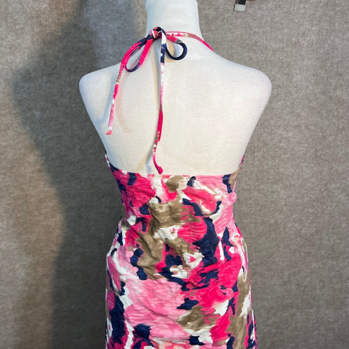 Tommy Bahama Halter Dress Women S Pink Tropical Floral Abstract Shelf Bra Resort