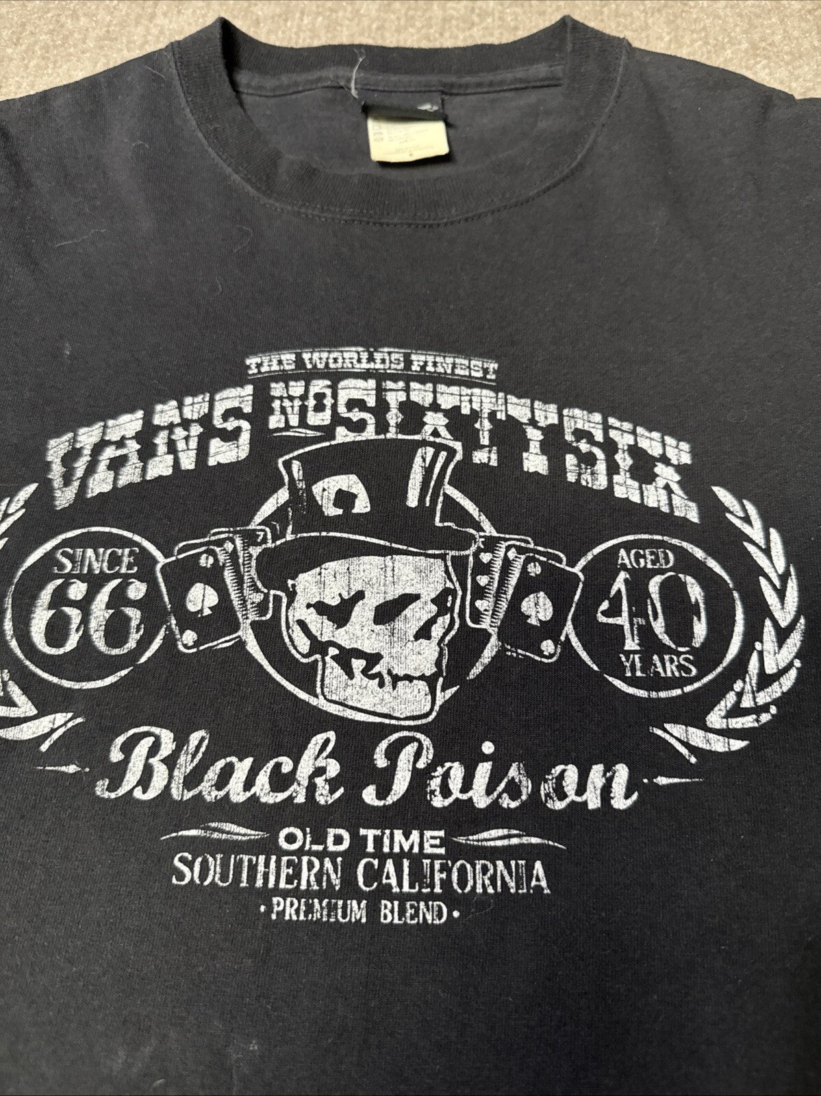 Vans Men Shirt Sm Black Skull Poison Skater Graphic Short Sleeve Logo SoCal Big