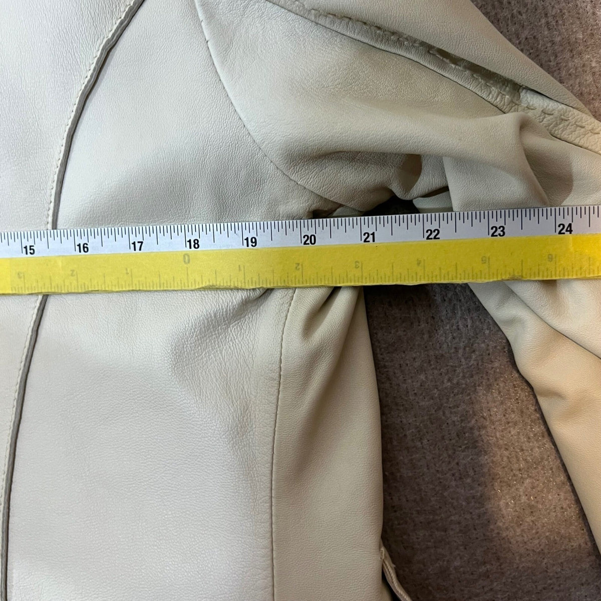 Stroke by Berry Tielens Leather Blazer Womens 44 Cream Elbow Patch Jacket READ