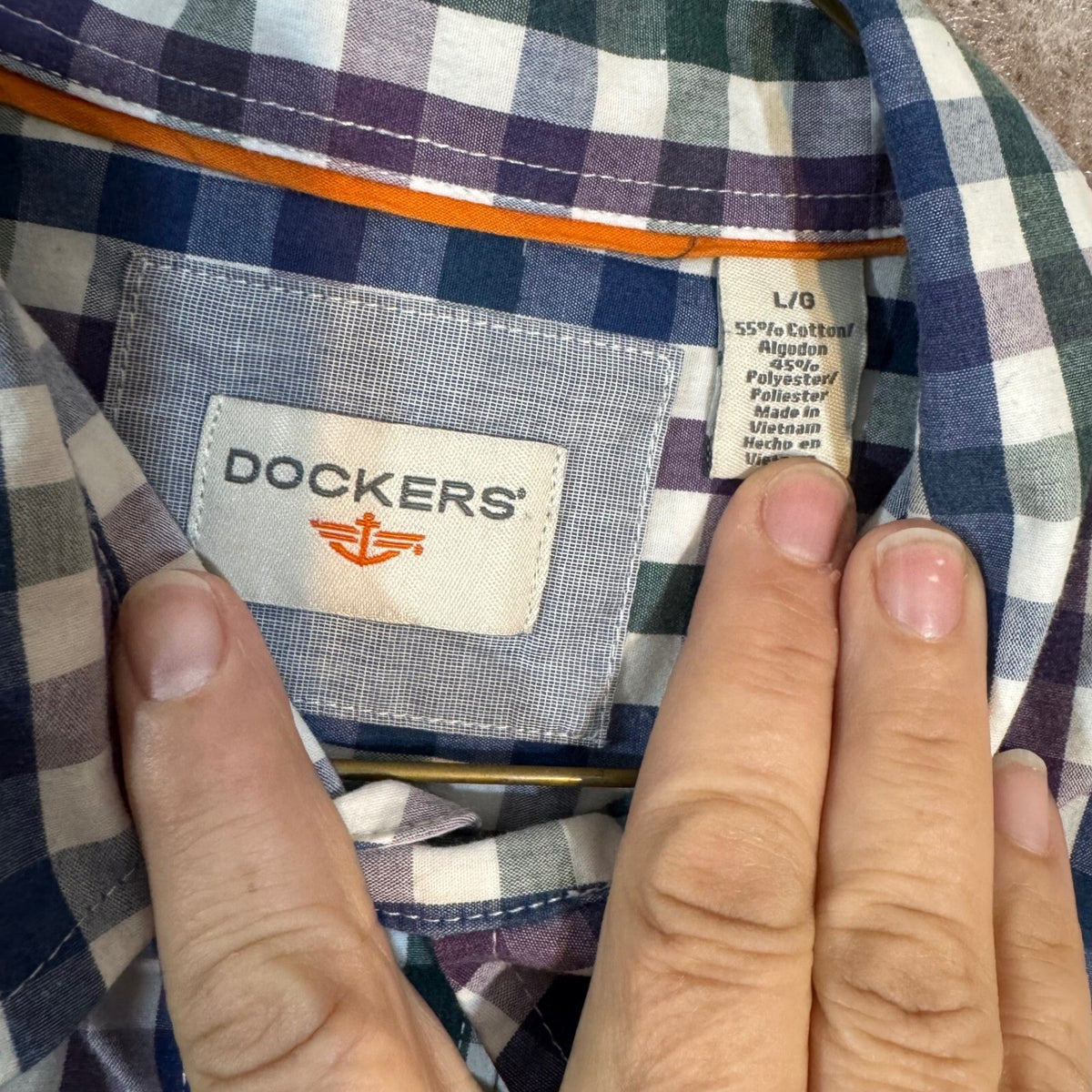 Dockers Button Down Shirt Mens Large Multicolor Gingham Plaid Casual Preppy