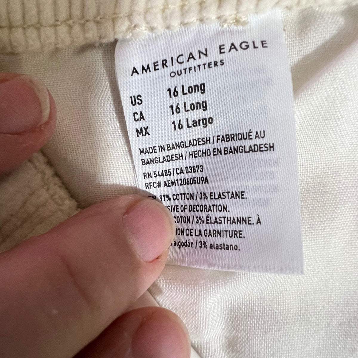 American Eagle Corduroy Skirt Womens 16 Long Stretchy Cream Minimalist Boho
