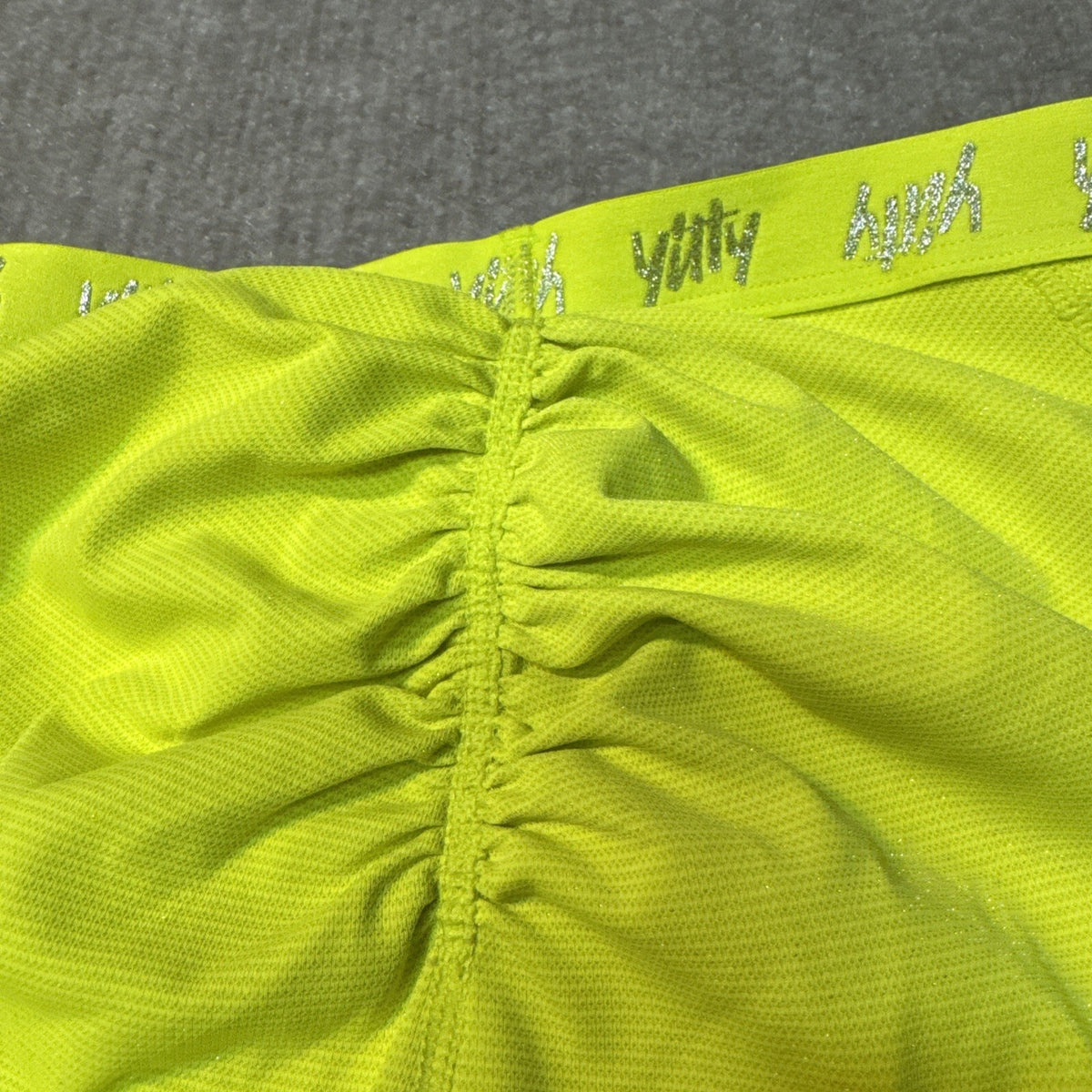 Yitty Neon Sm Women's Spotlight Shaping Ruched Legging Shimmered Iconic Yellow