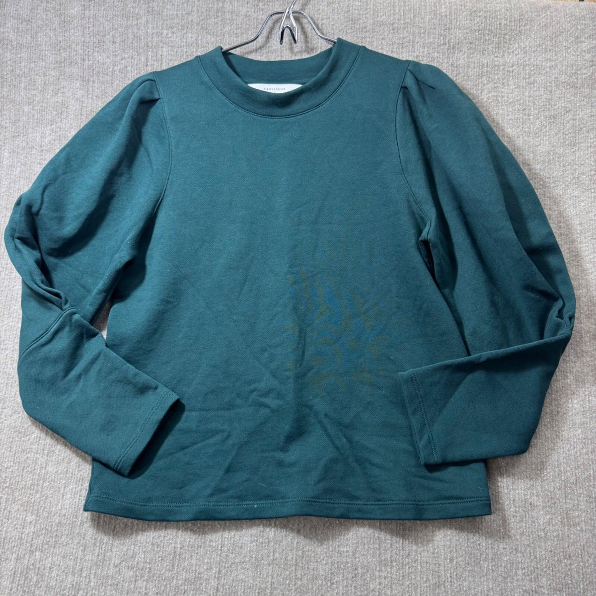 Rebecca Taylor Puff Ruched Long Sleeve Sweatshirt Pima Size S Knit Top