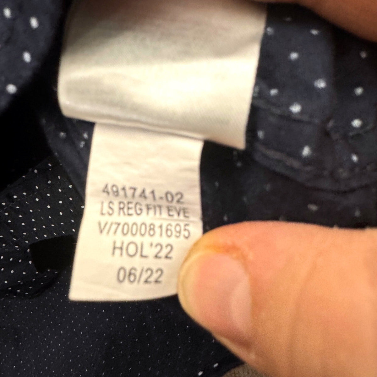 Old Navy Everyday Shirt Built in Flex Navy White Polka Dot Regular Fit XXL