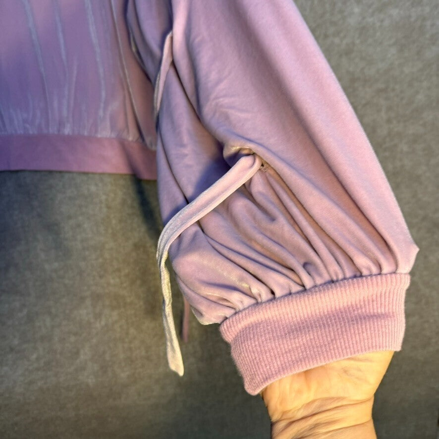 Express One Eleven Women’s Top Large Velvet Lavender Balloon Sleeve Chic Rolltab