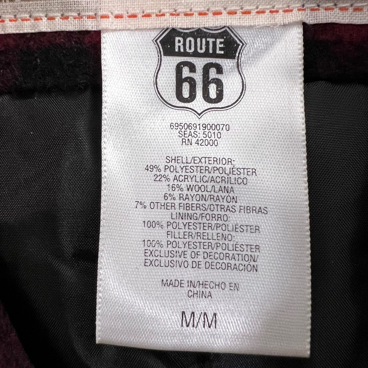 Route 66 Mens Buffalo Plaid Wool Full Zip Shacket Coat Size Medium Lined Warm