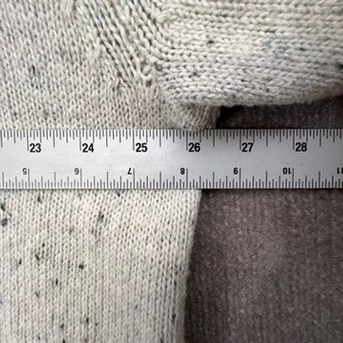 Chaps 78 Gray Speckled Cotton Blend 1/4 Button Mock Neck Elbow Patch Sweater