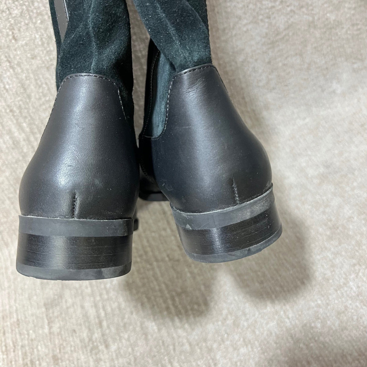 Vionic Downing Black Leather Suede Knee High Boots Side Zip Women's Size 7