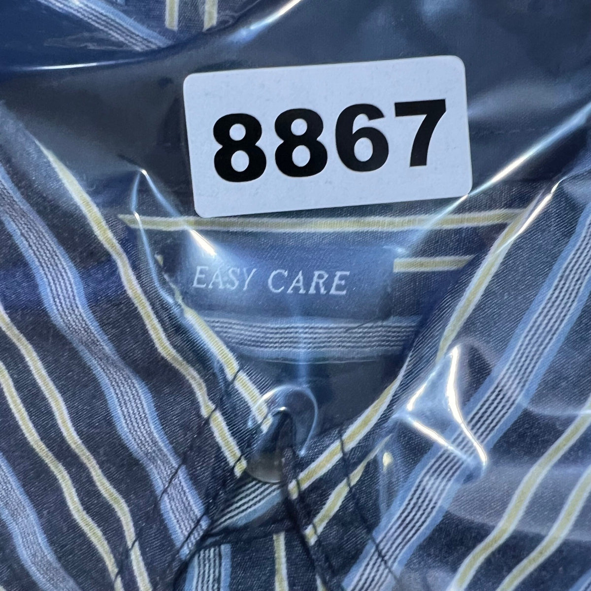 Chaps Button Down Shirt Mens XL Striped Long Sleeve Easy Care Gray Yellow