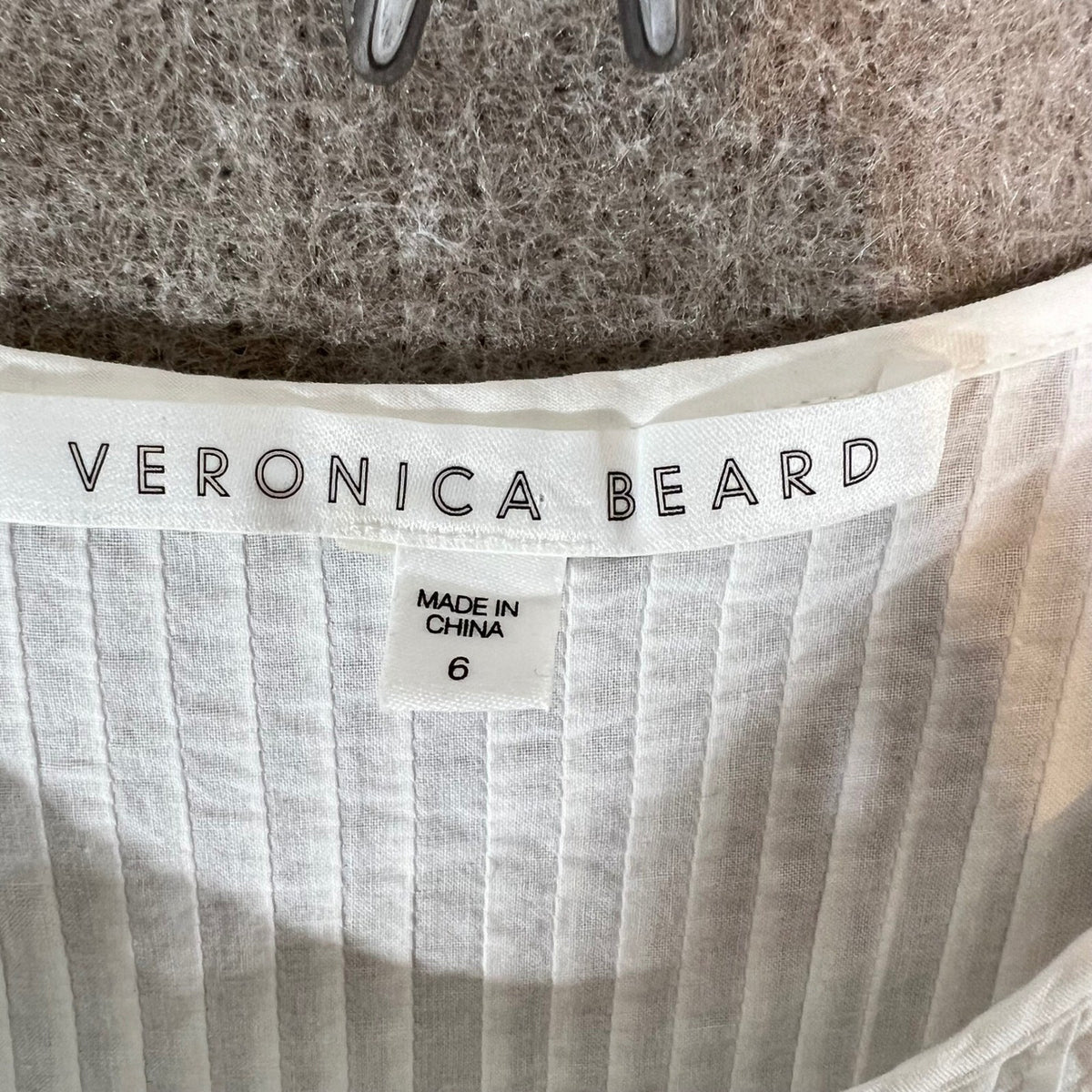Veronica Beard Blouse Womens 6 White Pintuck Eyelet Lace Cotton Boho Romantic