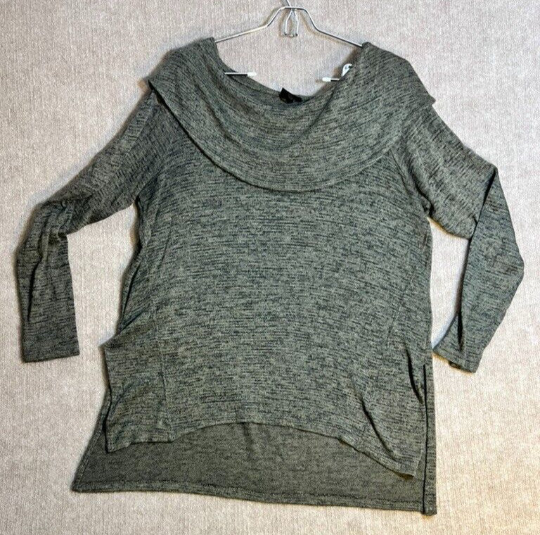 Mossimo Shawl Collar L Olive Lightweight knit sweater Boat Neck Drape Comfy