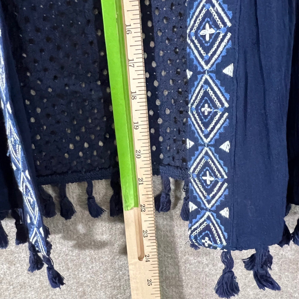 Miss Me Kimono Cardigan Women S Navy Blue Embroidered Tassel Boho MDJ238L