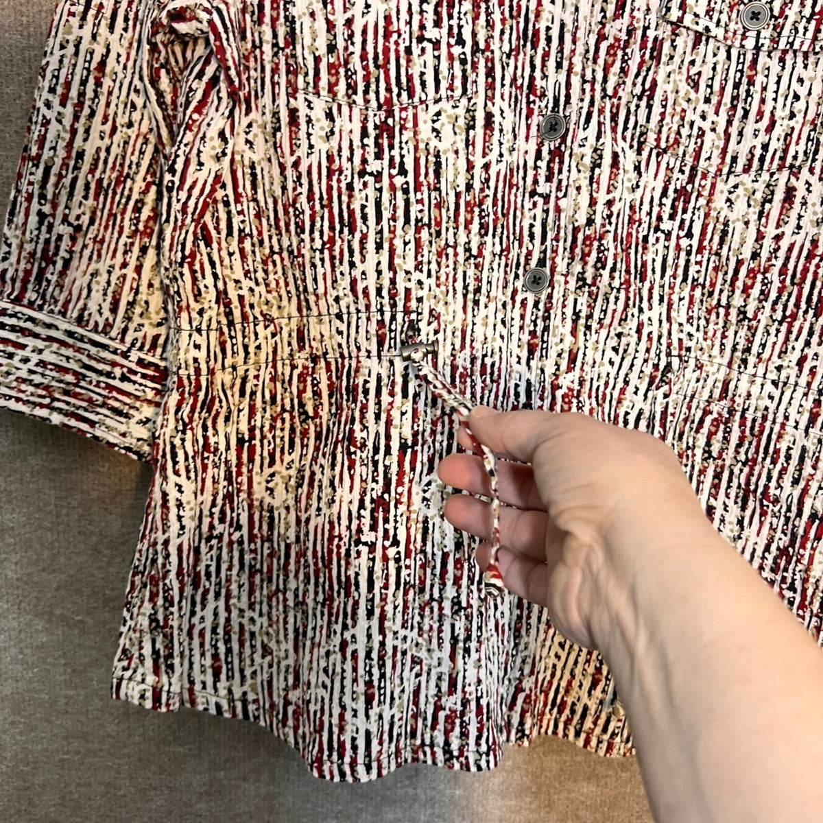 Christopher & Banks Button Up Shirt Womens Medium Abstract Stripe Seersucker
