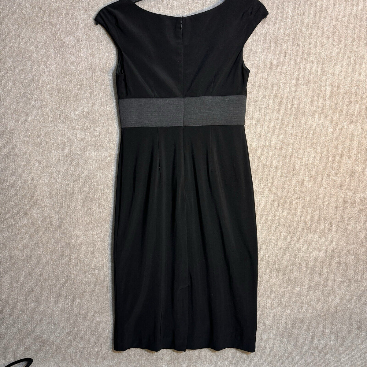 Adrianna Papell Size 4 Black Dress with Faux Leather Waist Cinch - Goth Style