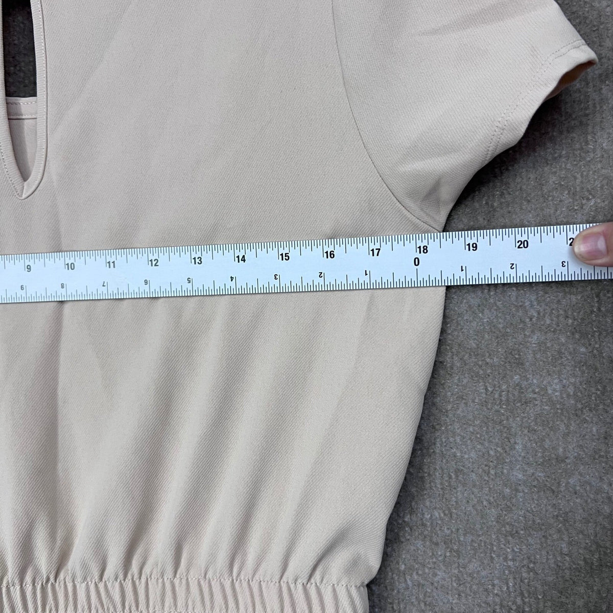 32 Degrees Cool Beige Drawstring Waist Short Sleeve Casual Dress - M