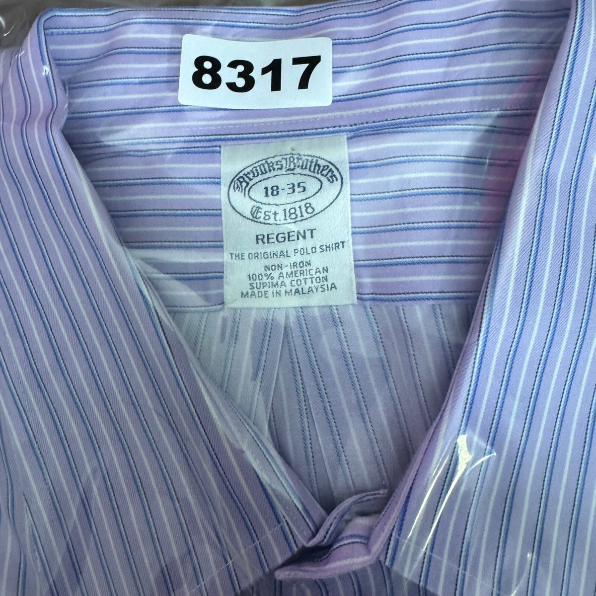 Brooks Brothers Button Down Shirt Mens 18-35 Regent Striped Non-Iron Minimalist