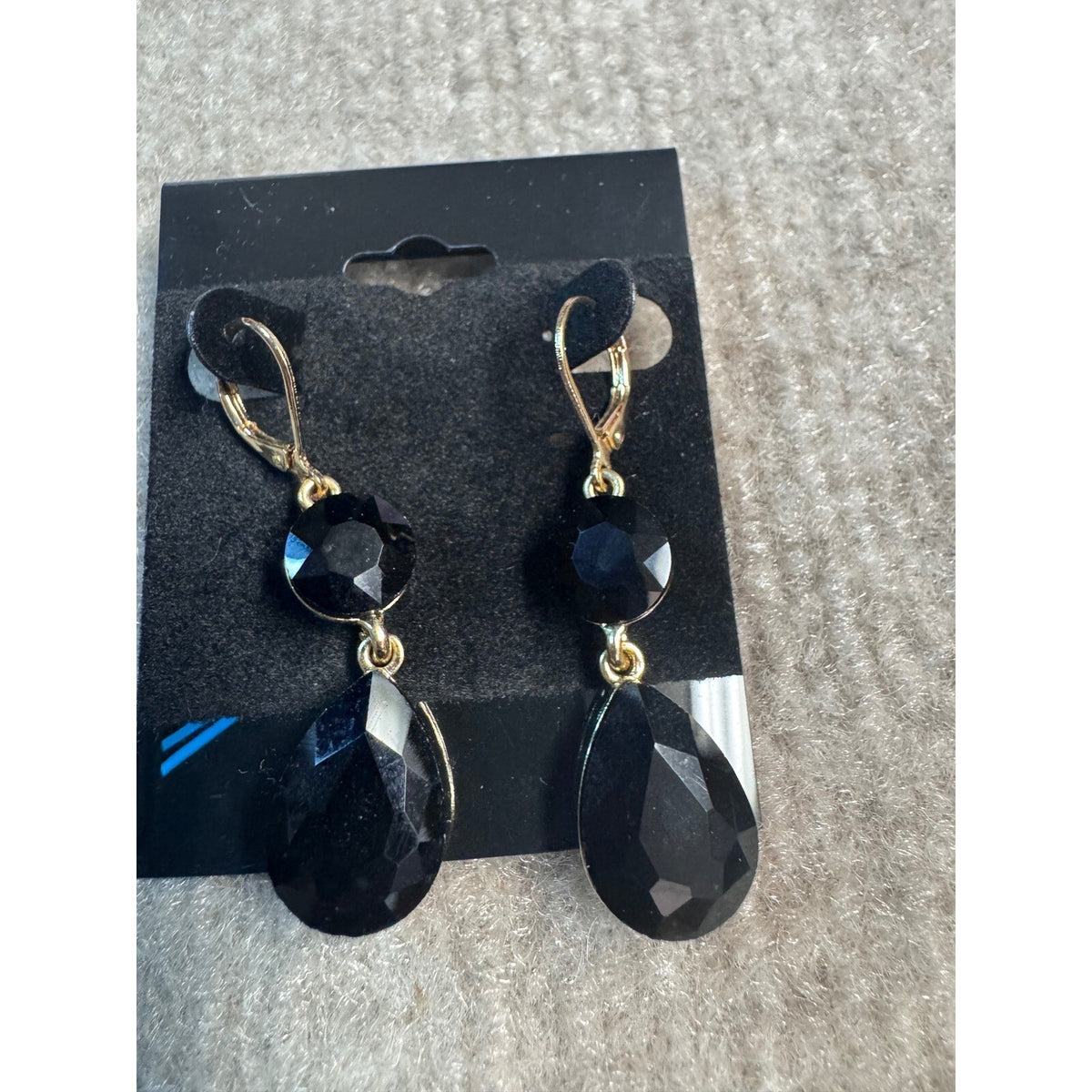 Mixed Earrings Bundle 3pr Black Gold tone Silver tone Dangle Drop Stud