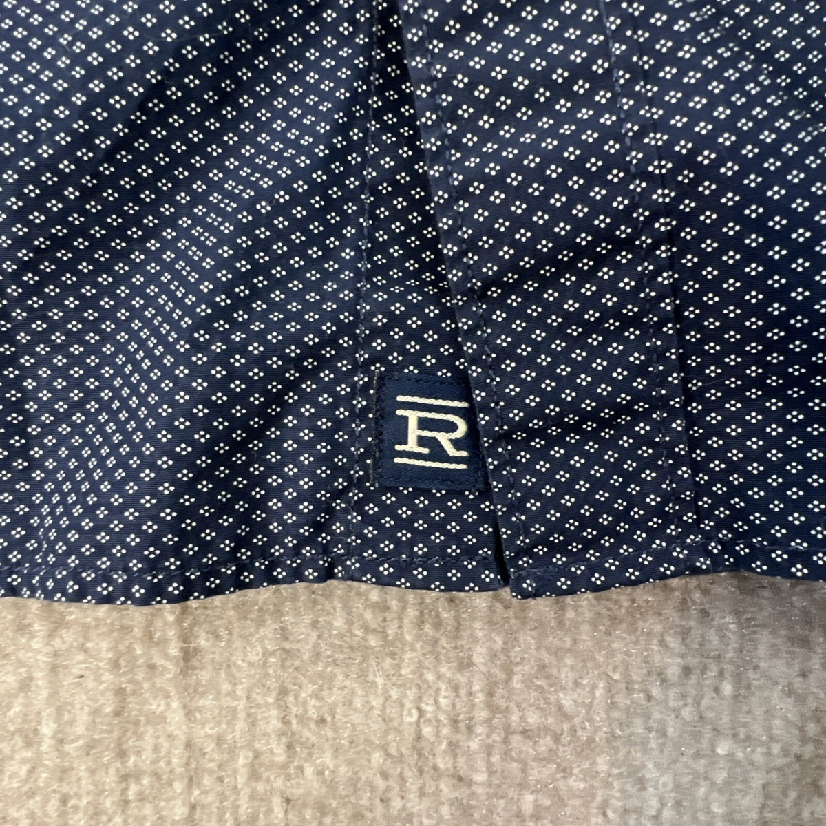 Rye Hawker Rye Men’s Slim Fit Button Up Shirt Medium Navy Geometricn AOP Casual